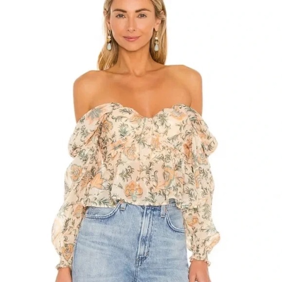 NWT House of Harlow 1960 x REVOLVE Burna Blouse in Paisley Floral Multi - Picture 1 of 5